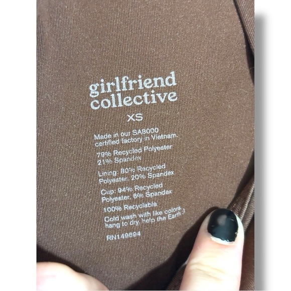 Girlfriend Collective Cocoa Racerback Supportive Thick Straps Sports Bra - Picture 6 of 8